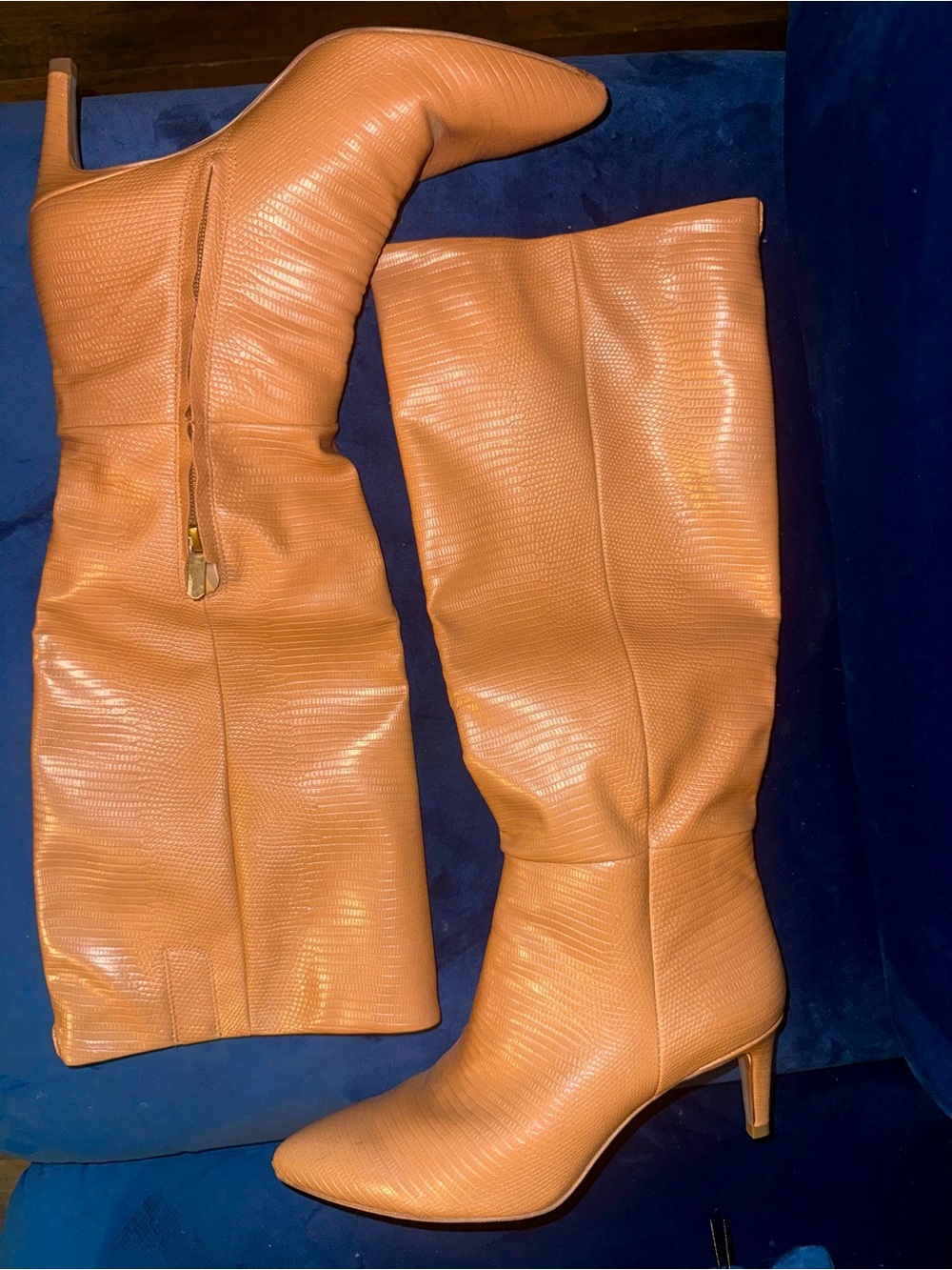 Nine West vintage Women's Tan Knee-High Pointed Toe Heeled Boots size 7.5